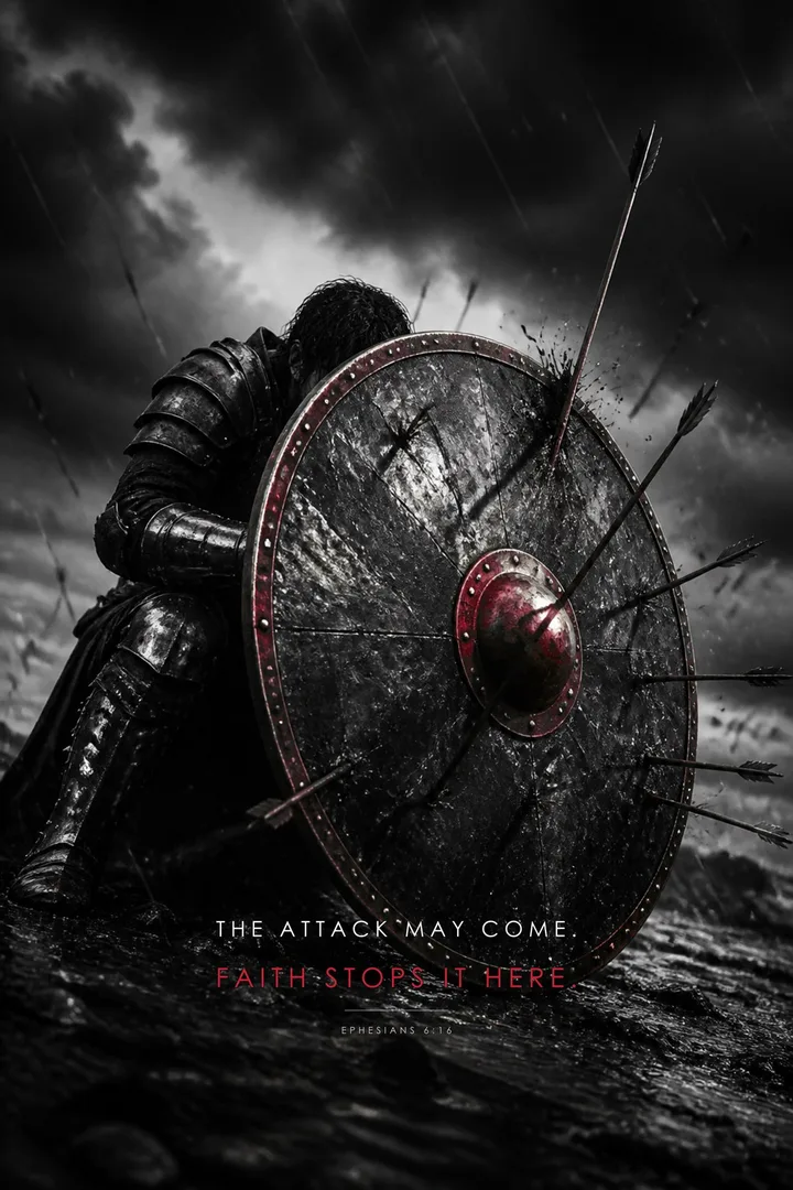 Shield of Faith: THE ATTACK MAY COME. FAITH STOPS IT HERE.