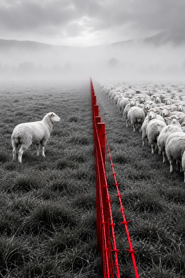 Lone Lamb Black and White Wall Art