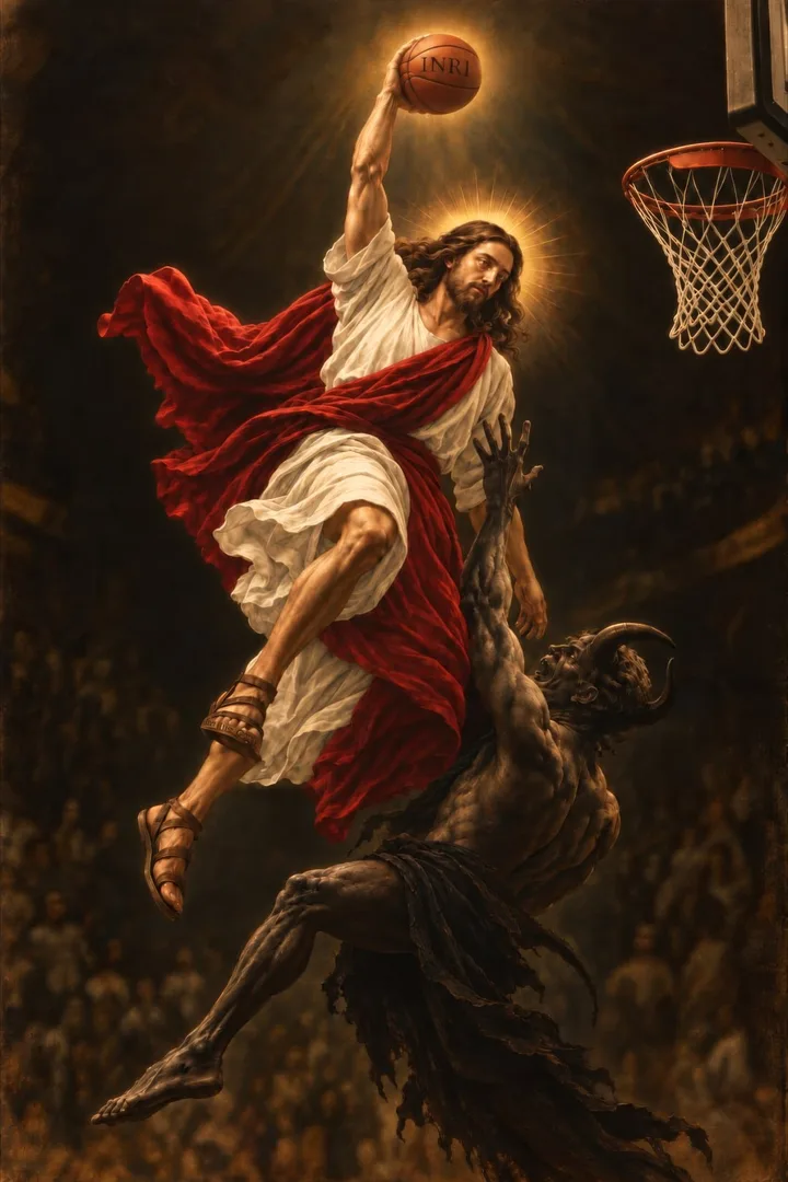 The Block Christian Wall Art shown as a 30″ x 40″ canvas in a living room