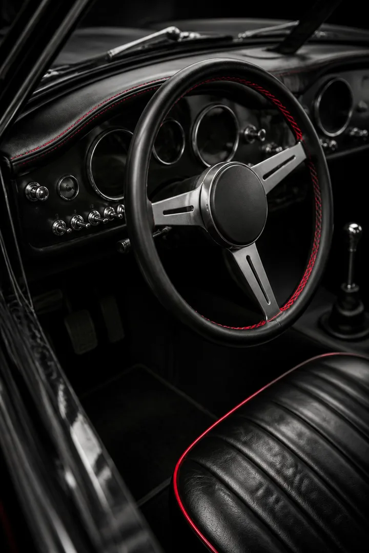 Red Stitch Cockpit Classic Car Wall Art