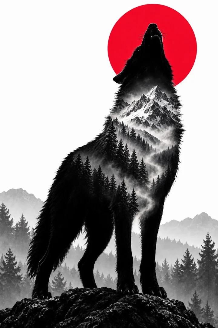 Howling Wolf Dark Wall Art