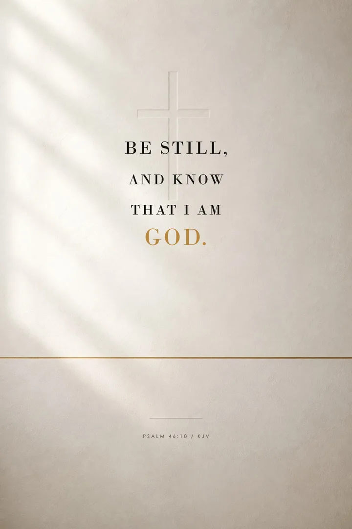 Be Still: BE STILL, AND KNOW THAT I AM GOD.