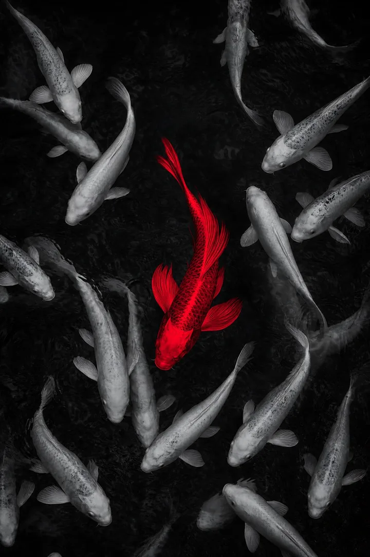 Red & Black Wall Art - The Red Koi