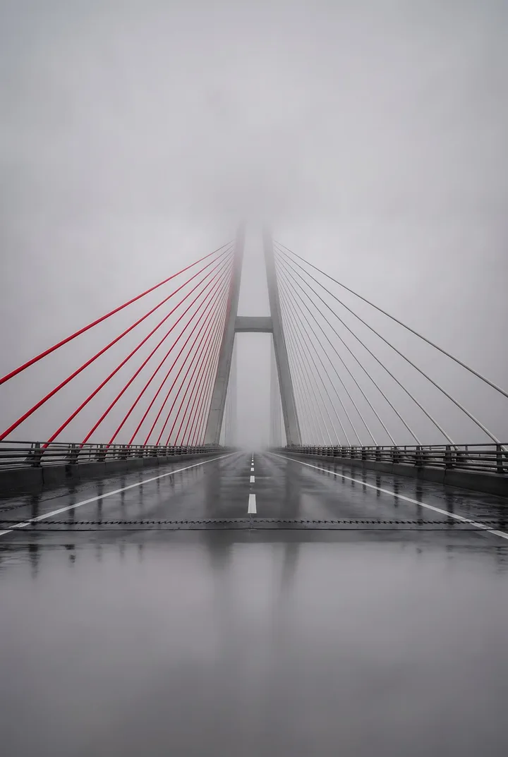 Span in Fog Red and Black Wall Art