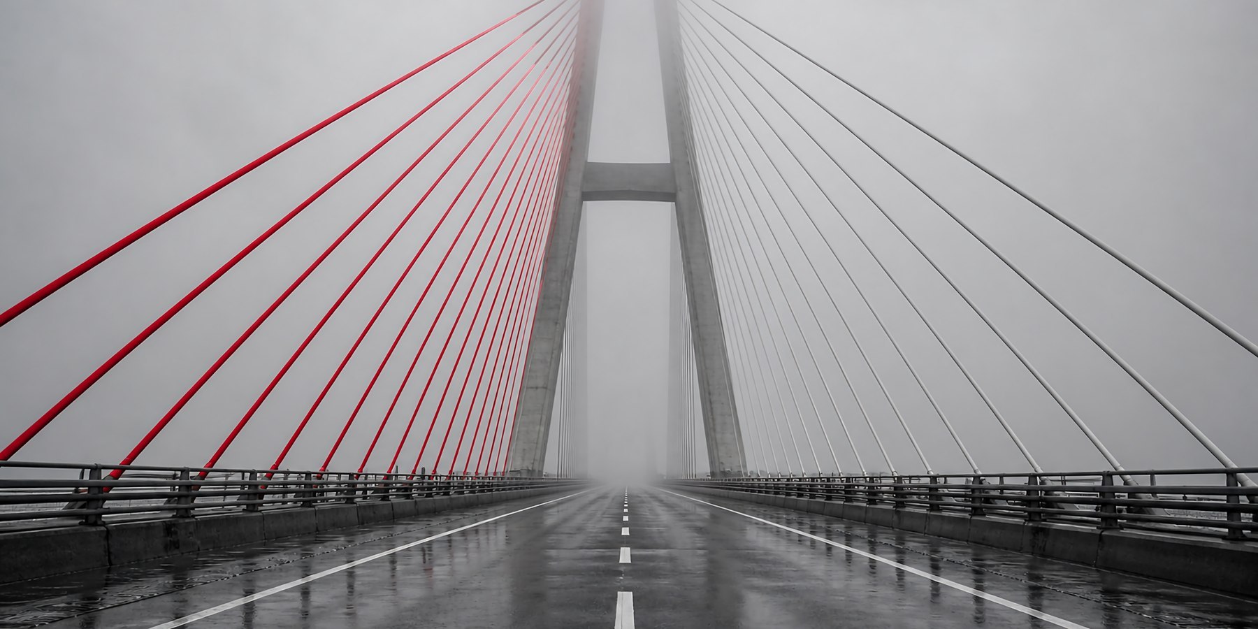 Red and Black Wall Art: Span in Fog